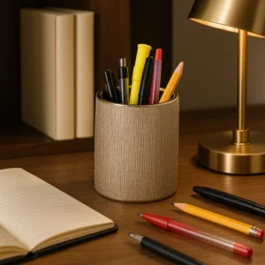 Modern Ceramic Round Pencil Holder Desktop Organizer for Bedroom Decor